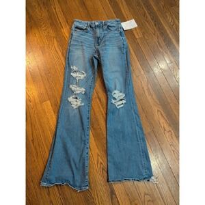 EUC American Eagle Womens Curvy Super Hi Rise Flare Nxt Level Stretch Jean 6 L